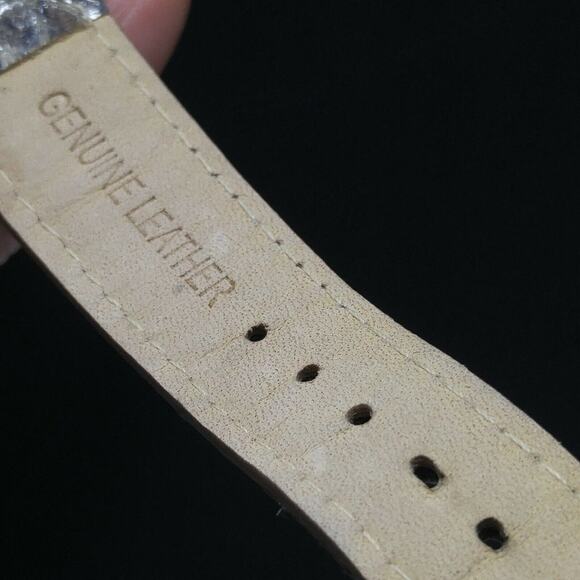 Chico's Faux Snake Skin Leather Watch, Clear Rhinestone Frame, 9 Inches - Picture 7 of 10